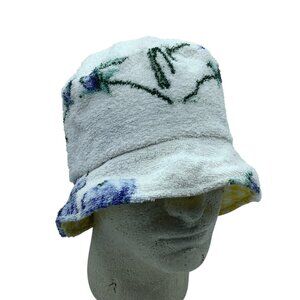 Aquarius Cocktail FOXY Floral Bucket Hat Small Terrycloth Garmentory Reversible